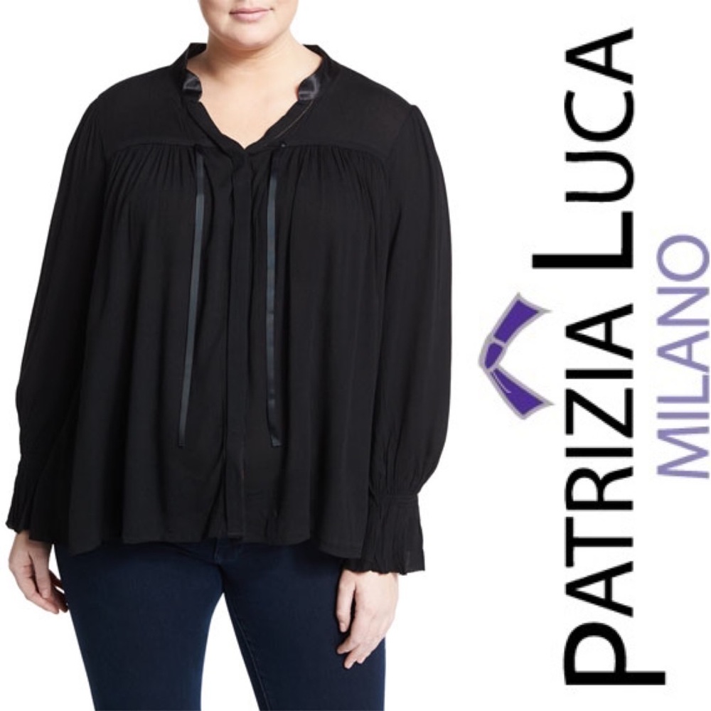 P. LUCA. Black Button Front Peasant Blouse!